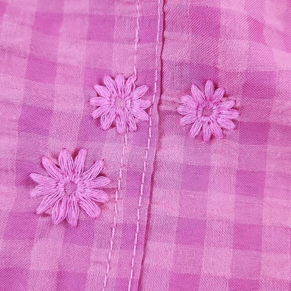 ☔️🔹️NWT Pink Plaid w/Embroidered Lace Floral Print Size 6/28 - Picture 10 of 11